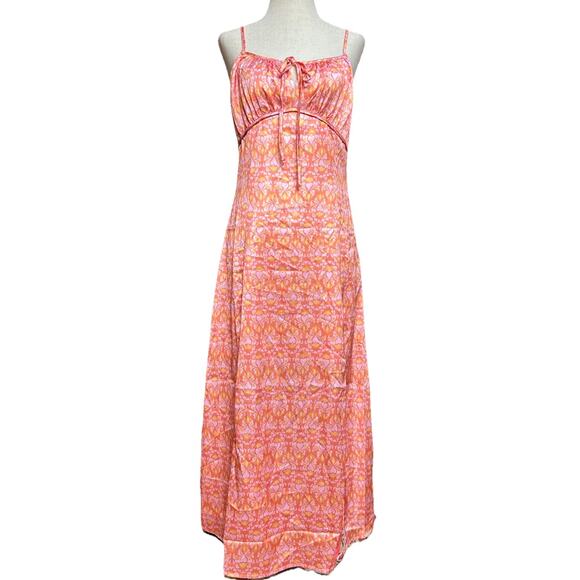 NWT Lost + Wander Floral Peony Midi Babydoll Dress Sz M Satin Coquette - Picture 1 of 13